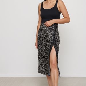 DYNAMITE Black & White Print Lace Midi Slit Skirt - Size XXS, 00 24W